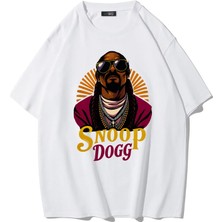 Brz Collection Unisex Oversize Snoop Dogg T-Shirt (Beyaz)