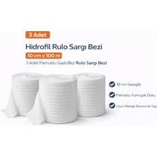 Renklime Hidrofil Rulo Sargı Bezi 10 cm x 100 M 3 Adet Pamuklu Gazlı Bez Rulo Sargı Bezi