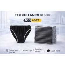 Renklime Tek Kullanımlık Slip 100 Adet Nonwoven Kumaş Siyah Lastikli Standart Beden
