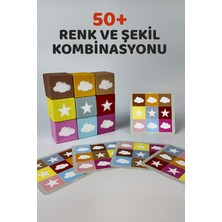 Özbience 3 Boyutlu Renkli Ahşap Küp Puzzle, Montessori Zeka Oyuncağı, 3+ Yaş