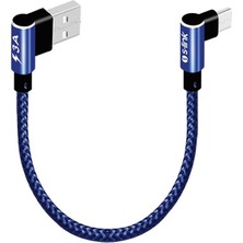 Renklime S-Lınk Swapp SW-C757 3A - 15 cm Type-C Lacıvert Kılıflı Metal -L- Kablo