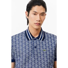 Lacoste Classic Fit Monogram Polo T-Shirt Erkek Polo Yaka Tişört Lacivert
