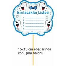 Diş Buğdayı Mavi 15 x 13 cm Boyutunda Uzun Küdanlı 3 Adet Eğlenceli Konuşma Balonu