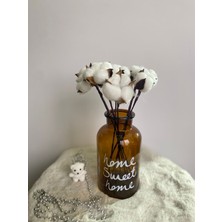 Glow Design Pamuk Dallı Dekoratif Amber Cam Vazo - Kahverengi Vazo - Ev Dekorasyon Hediyelik