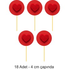 Sevgililer Günü ve Özel Günlerde Kalp Şekilli Kürdan 18 Adet Kürdanlı Cupcake Pasta Süsü Kalın Kağıt