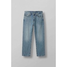 Abluka Online Erkek Baggy Fit Yıkamalı Jean Pantolon Mavi