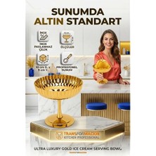 Flamex 2'li Profesyonel Inox Gold Paslanmaz Çelik Ayaklı Dondurma ve Tatlı Sunum Kasesi Seti 723150