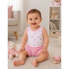 Organickid Pink Star Kız Bebek Atlet Body ve Short 2'li Set