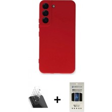 Marsilyan™- Galaxy S22 Plus Kılıf Ahenk Serisi - Siyah 5d Hayalet Cam Ekran Koruyucu + Şeffaf Kamera Lens Koruma Cam
