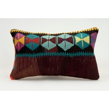 Kilim Wholesale El Yapımı Eski Kilimden Yapılmış Vintage Kırlent Kılıfı, Yün, 30X50 cm