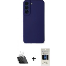 Marsilyan™- Galaxy S22 Plus Kılıf Ahenk Serisi - Siyah 5d Hayalet Cam Ekran Koruyucu + Şeffaf Kamera Lens Koruma Cam