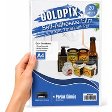 Goldpix A4 Gümüş Etiket Kağıdı 20 Yaprak Inkjet Uyumlu Kendinden Yapışkanlı Sticker Paper
