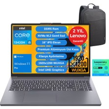 Lenovo Ideapad Slim 3 16IRH10 Intel Core I5 13420H 16GB 512GB SSD W11P 16” Wuxga 83K20077TR - Lenovo Çanta / 1 Yıl Kaspersky Yazılım Koruma Wz4