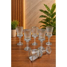 PLT Design Heren Yaldızlı 6'lı Kristal Ayaklı Kahve Yanı Su ve Meşrubat Bardağı 140ML