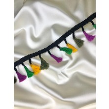 Ezel-In Tekstil Aksesuarları, Dekoratif Dört Renkli Püskül Şerit, 10 Metre, KOD-628