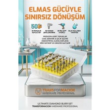 TKÇ 50 Parça Elmas Uçlu Döner Törpü ve Freze Seti - Pedikür Nasır, Topuk, Cam ve Taş Işleme U�