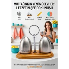Ahşap Standlı Inox Paslanmaz Çelik Yumurta Formlu Tuzluk Biberlik Seti 723146 Midastech
