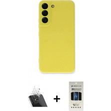Marsilyan™- Galaxy S22 Plus Kılıf Ahenk Serisi - Siyah 5d Hayalet Cam Ekran Koruyucu + Şeffaf Kamera Lens Koruma Cam