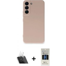 Marsilyan™- Galaxy S22 Plus Kılıf Ahenk Serisi - Siyah 5d Hayalet Cam Ekran Koruyucu + Şeffaf Kamera Lens Koruma Cam