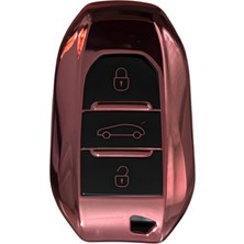 Autohan Keys Anahtar Koruma Kılıfı, Peugeot 308, 508, 2008, 3008, 4008, 5008, Rifter ve Grandland x ile Uyumlu, Pembe
