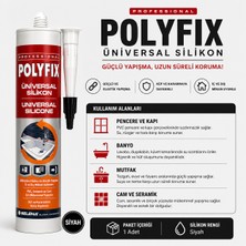 Badem10 Siyah Polyfix Üniversal Silikon 280 gr Pencere Kapı Banyo Pvc ve Ahşap Yüksek Esnek Silikon