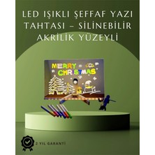 Özbience Modern LED Pano, Neon Işıklı Silinebilir Akrilik Yazı Tahtası, 7 Renk Kalemli