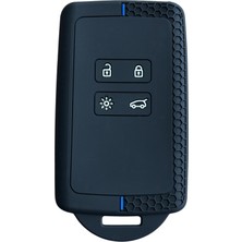 Autohan Keys Renault Austral, Megane 4, Talisman, Clio 5 Için Silikon Anahtar Kılıfı, Petek Desenli, Siyah-Mavi