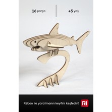 Özbience Ahşap Köpekbalığı 3D Puzzle ve Boyama Seti, Eğitici Aktivite Oyuncak