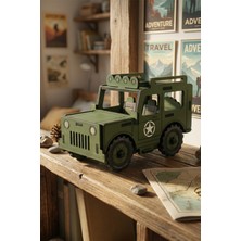Özbience Ahşap 3D Jeep Puzzle Boyama Seti, Eğitici ve Yaratıcı Aktivite Playseti