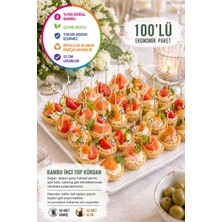 100’LÜ Set Inci Top Kürdan Altın Gümüş 12CM Bambu Kokteyl Sunum Kürdanı Parti Catering