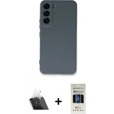 Marsilyan™- Galaxy S22 Plus Kılıf Ahenk Serisi - Siyah 5d Hayalet Cam Ekran Koruyucu + Şeffaf Kamera Lens Koruma Cam