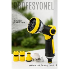 Pileli Store Profesyonel 8 Modelli Metal Basınçlı Sulama Tabancası Seti | Ayarlanabilir Jet | Hortum Konnekt�