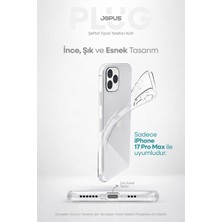 Jopus iPhone 17 Pro Max Şeffaf Silikon Kılıf Kamera Korumalı Darbe Emicili Tıpalı JS-238