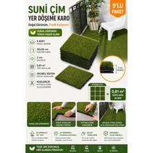 Binbirreyon Yer Karosu 9 Adetli Suni Çim Yer Döşeme Karosu 30X30CM 0,81M2 Geçmeli Karo AD075
