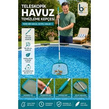 Binbirreyon Havuz Kepçesi Teleskopik Havuz Temizleme Kepçesi Hafif Alüminyum Saplı 163CM FE008