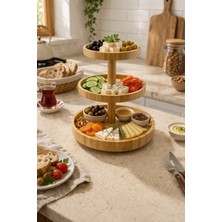 Mis Kitchen 3 Katlı Bambu Döner Sunumluk Organizer Stand Meyvelik Kuruyemiş Standı Dekoratif