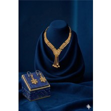 Constanza Exclusive Luxoria Altın Kaplama Kolye Küpe 2'li Kadın Takı Seti