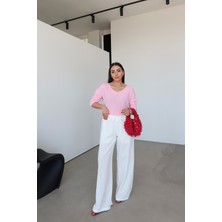 Özge Özgenç Kendinden Dokulu Bağcıklı Pantolon