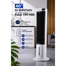 Exenar Kule Tipi Soğutucu Fan Uzaktan Kumandalı Su Buharlı Soğutucu Vantilatör 70W-3L Su Tankı-Led Ekranlı