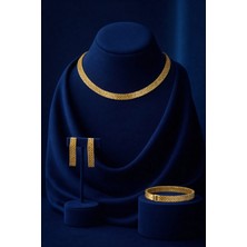 Constanza Exclusive Elarisse Altın Kaplama New Design Lux Kolye Bileklik Küpe Takı Seti Düğün&özel Günlük