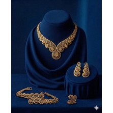 Constanza Exclusive Zarkoné Altın Kaplama Şık Tasarım 4'lü Takı Seti Düğün&nişan&söz