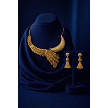 Constanza Exclusive Anatolia Altın Kaplama Kolye ve Küpe Takı Seti Özel Gün Nişan&düğün