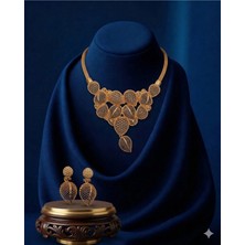 Constanza Exclusive Ottoman Altın Kaplama Kolye Küpe Takı Seti – Şık Günlük & Davet Kombini Düğün