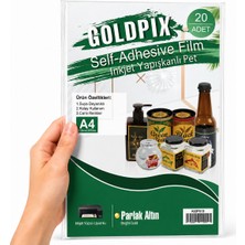 Goldpix A4 Gold Altın Etiket Kağıdı 20 Yaprak Inkjet Uyumlu Kendinden Yapışkanlı Sticker Paper