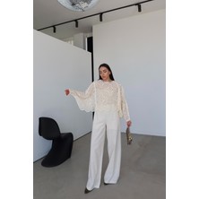Özge Özgenç Kendinden Dokulu Bağcıklı Pantolon