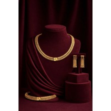 Constanza Exclusive Elarisse Altın Kaplama New Design Lux Kolye Bileklik Küpe Takı Seti Düğün&özel Günlük
