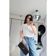 Özge Özgenç Polo Yaka Basic Triko Bluz