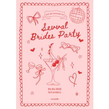 Kişiye Özel Bride To Be - Doğum Günü Parti Davetiye ve Masa Kart Seti (10’ar Adet)