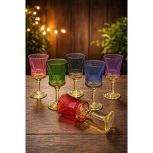 PLT Design Heren 6'lı Çift Renk Kristal Ayaklı Kahve Yanı Su ve Meşrubat Bardağı 140ML