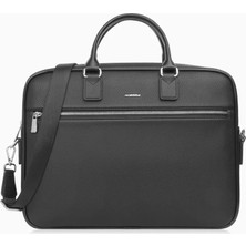 Cengiz Pakel Hakiki Deri Görünümlü Unisex Laptop ve Evrak Çantası - 7611 - Siyah